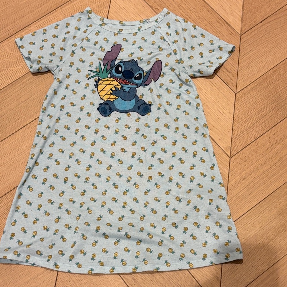 Disney Kids Pineapple Print Nightgown with Stitch Graphic - Light Blue size 7/8